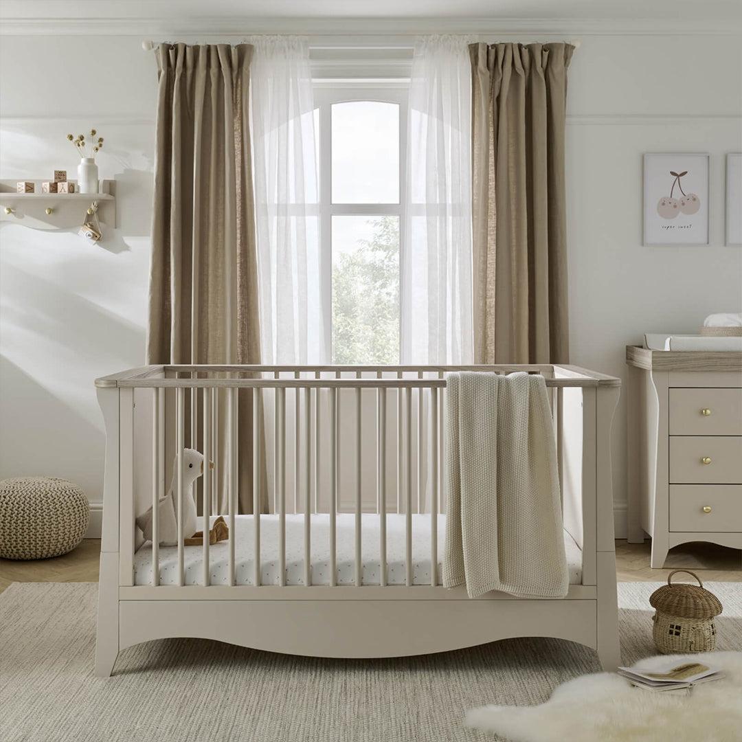 CuddleCo Clara 3 Piece Set Drawer Dresser Cot Bed + Wardrobe - Cashmere