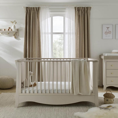 CuddleCo Clara 3 Piece Set Drawer Dresser Cot Bed + Wardrobe - Cashmere