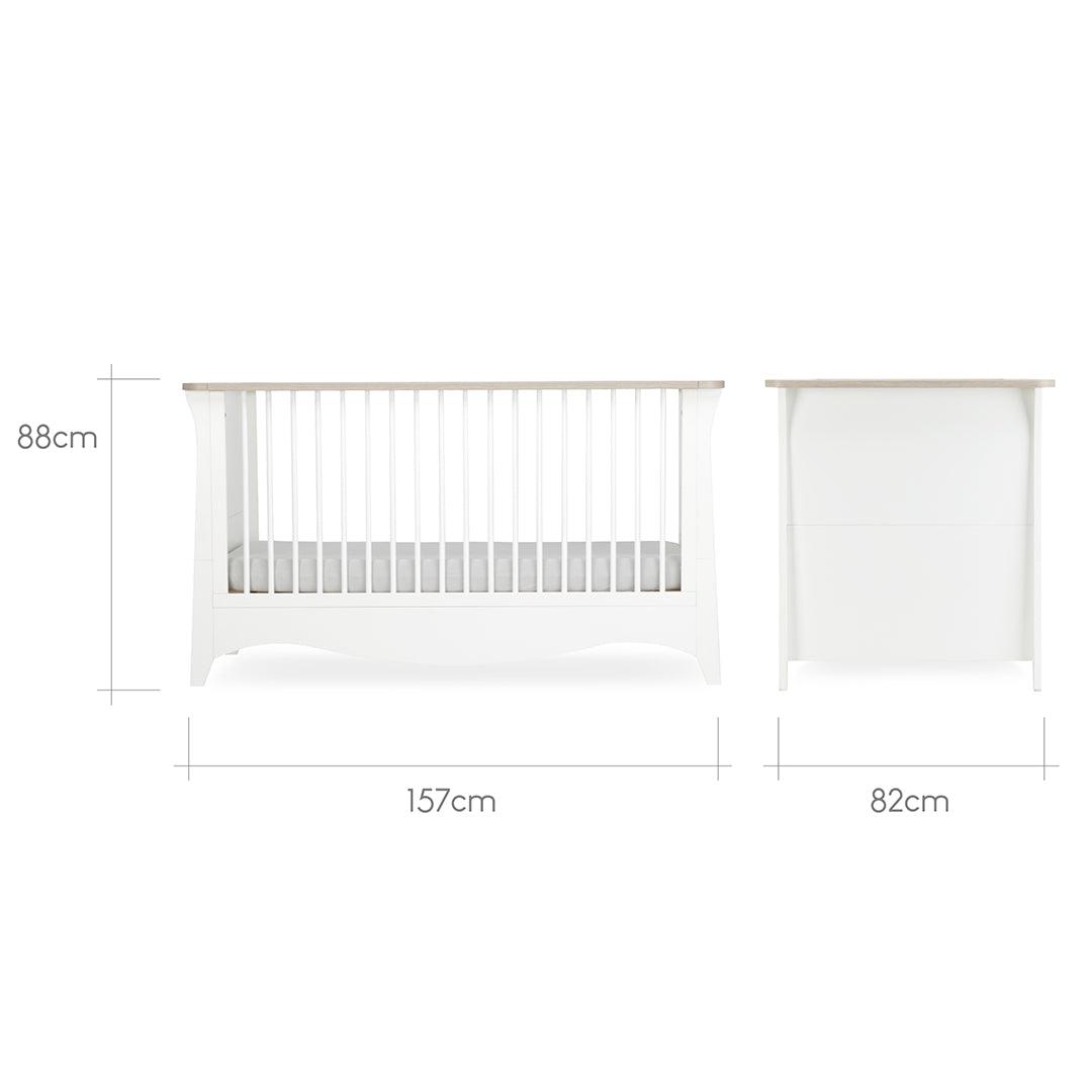 CuddleCo Clara 3 Piece Set 3-Drawer Dresser Cot Bed + Wardrobe - White/Ash
