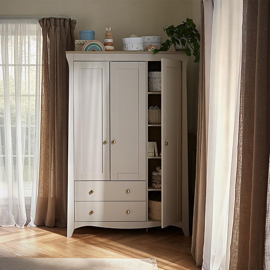 CuddleCo Clara Triple Wardrobe 2 Draw - Cashmere/Ash