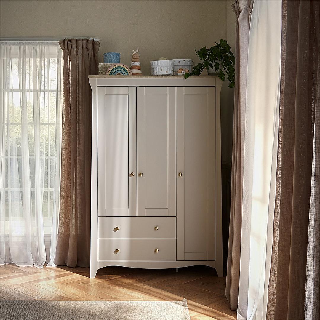 CuddleCo Clara Triple Wardrobe 2 Draw - Cashmere/Ash