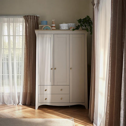 CuddleCo Clara Triple Wardrobe 2 Draw - Cashmere/Ash