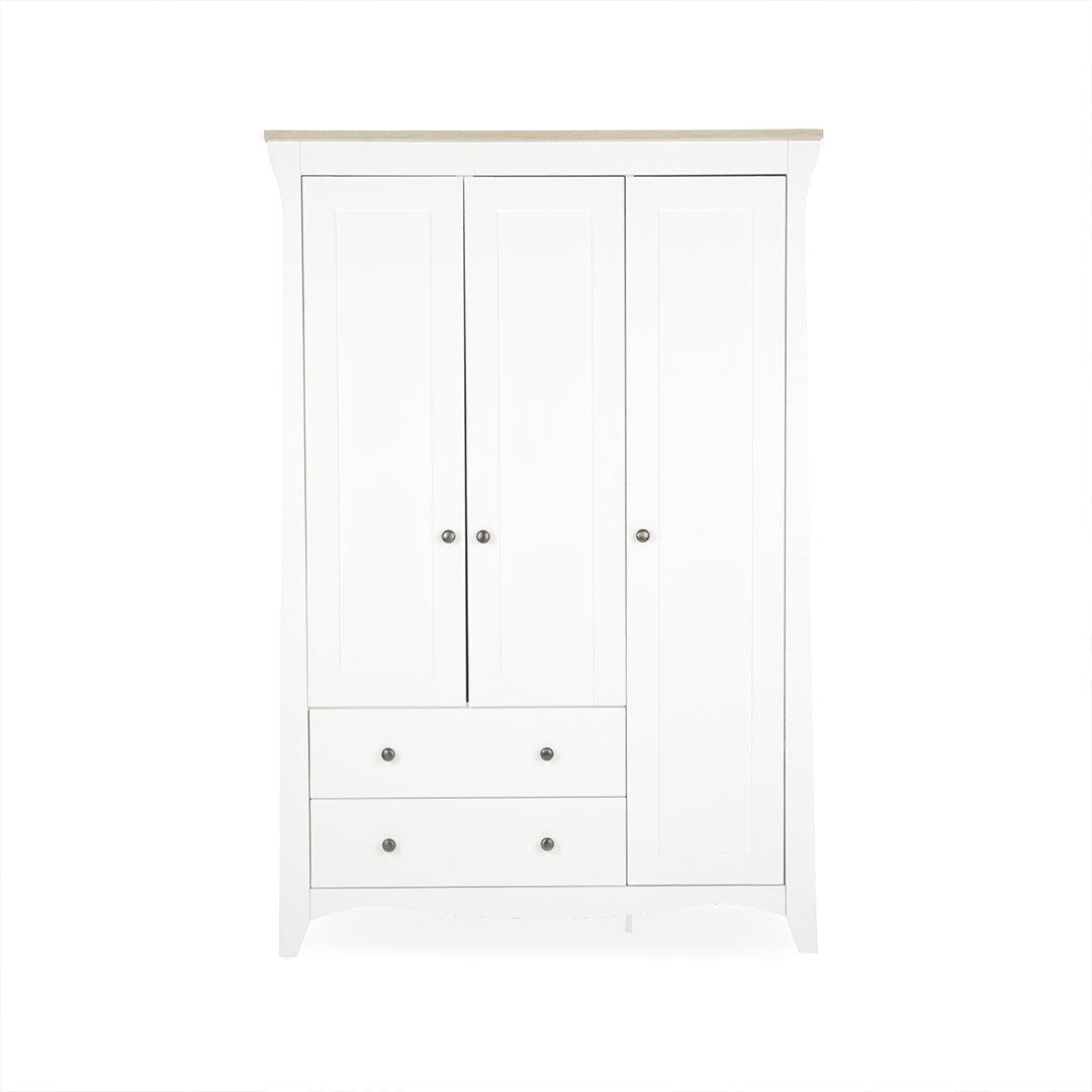 CuddleCo Clara Triple Wardrobe 2 Draw - White/Ash