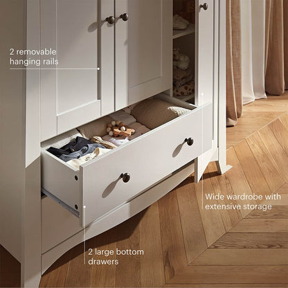 CuddleCo Clara Triple Wardrobe 2 Draw - White/Ash
