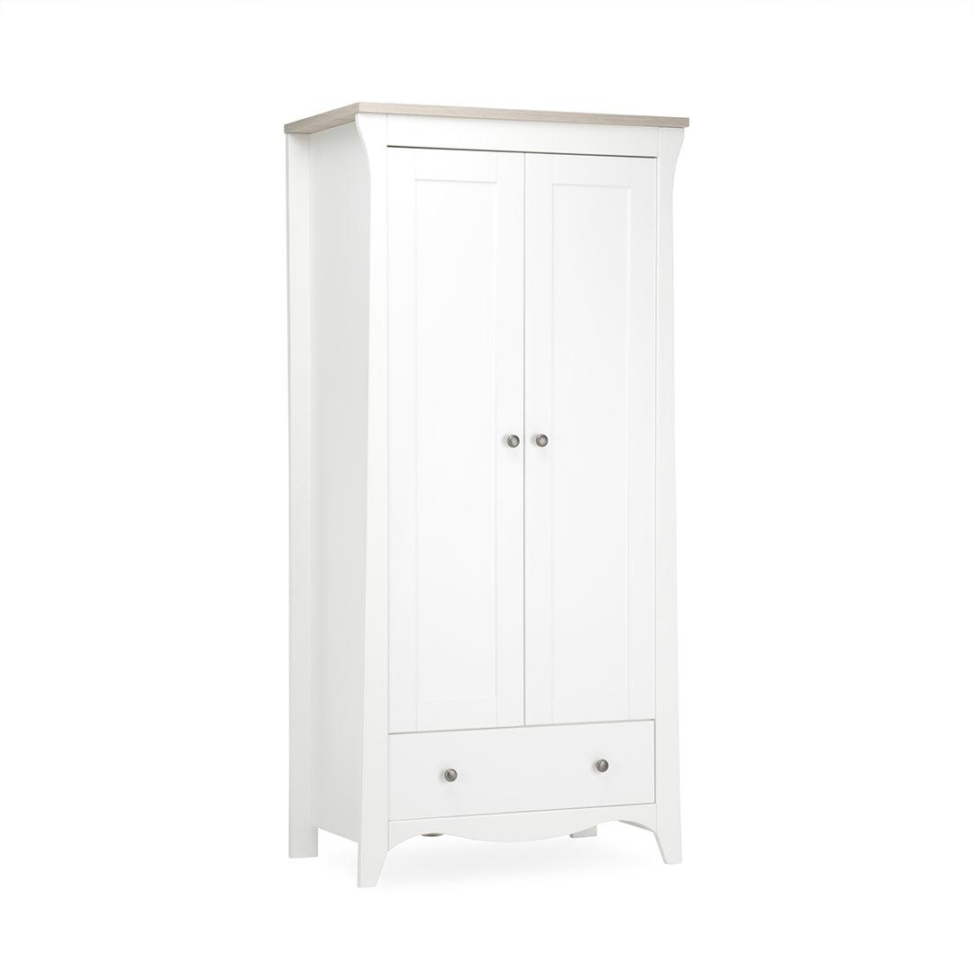 CuddleCo Clara 3 Piece Set 3-Drawer Dresser Cot Bed + Wardrobe - White/Ash