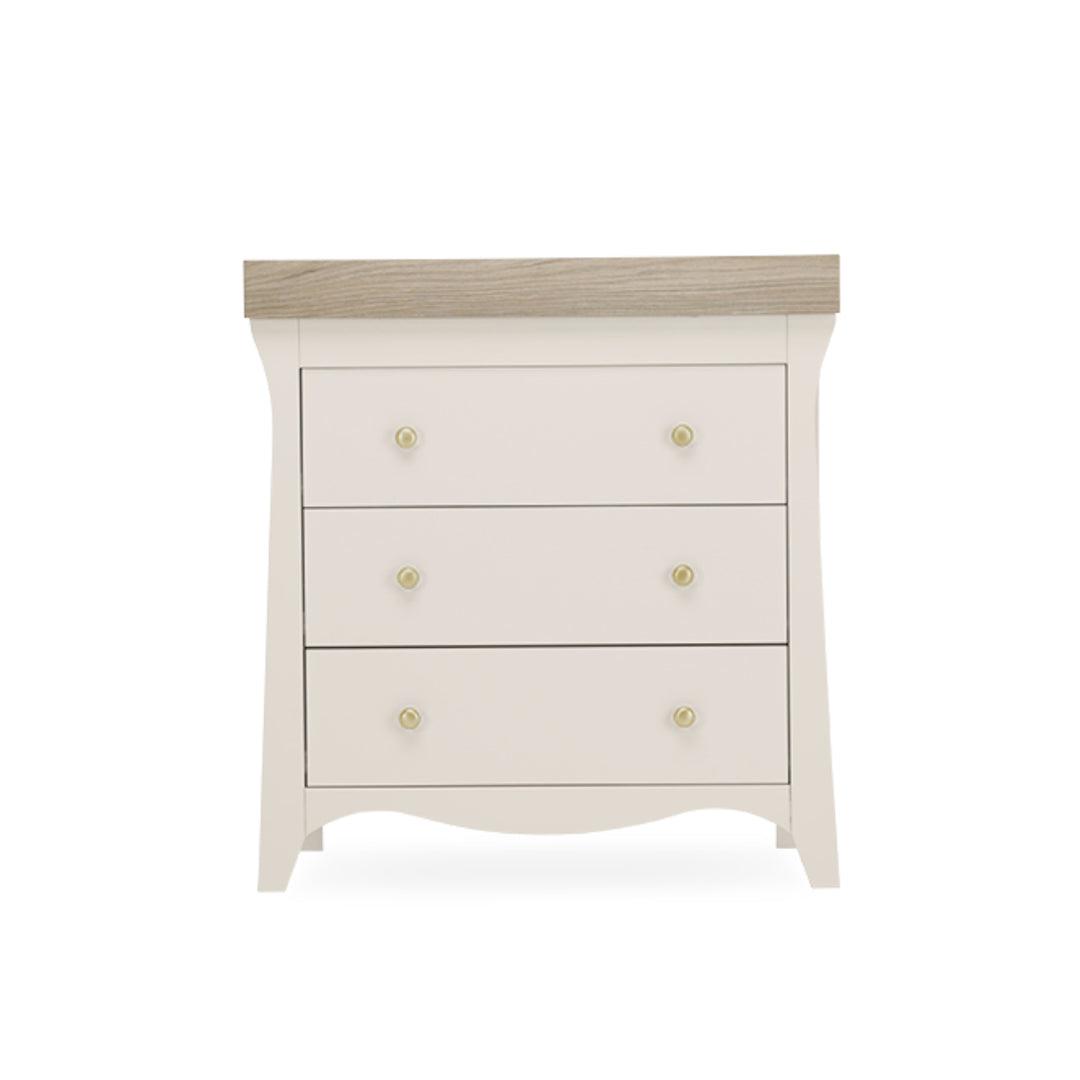 CuddleCo Clara 3 Piece Set Drawer Dresser Cot Bed + Wardrobe - Cashmere