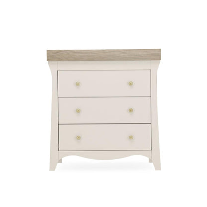 CuddleCo Clara 3 Piece Set Drawer Dresser Cot Bed + Wardrobe - Cashmere