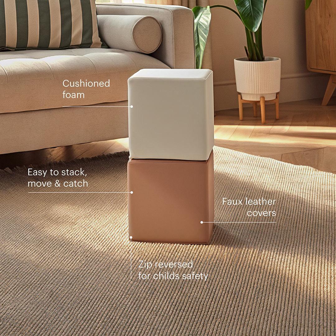 CuddleCo Soft Play Cubes 2pc - Tuscany/Pebble