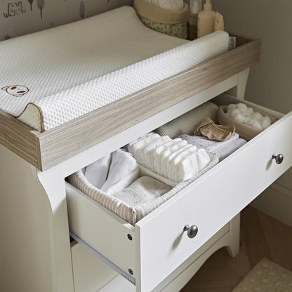 CuddleCo Clara 3 Piece Set 3-Drawer Dresser Cot Bed + Wardrobe - White/Ash