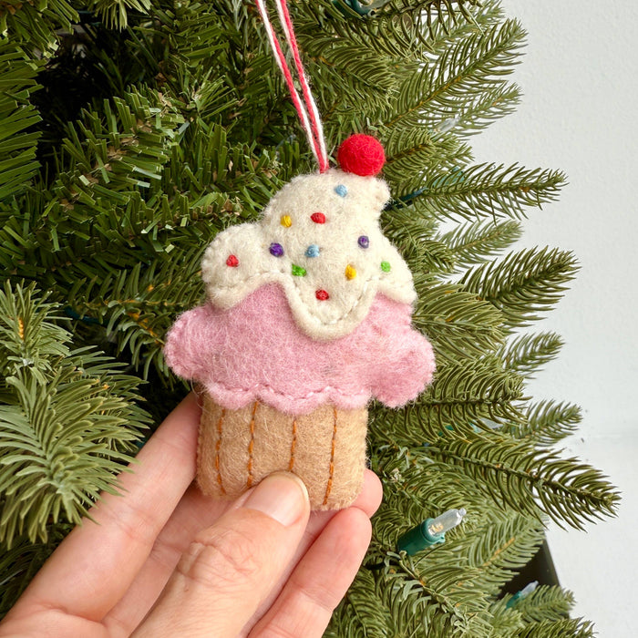 Cupcake Felt Wool Ornament
