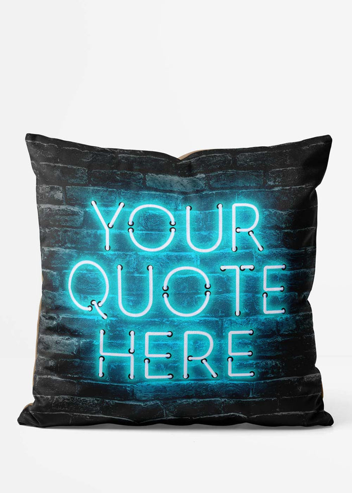 Custom Blue Neon Brick Cushion, front view
