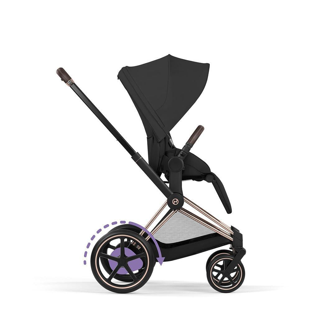 CYBEX e-PRIAM Pushchair & Fold Cot - Comfort - Sepia Black/Rose Gold
