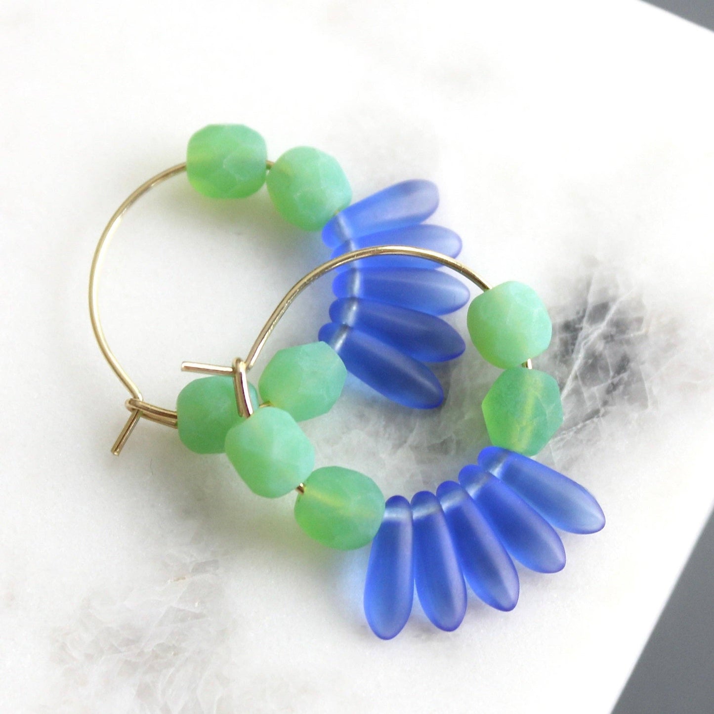 cobalt & mint hoop earrings