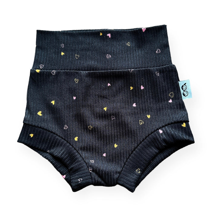 Dainty Hearts on Black Ribbed Summer Lounge Set