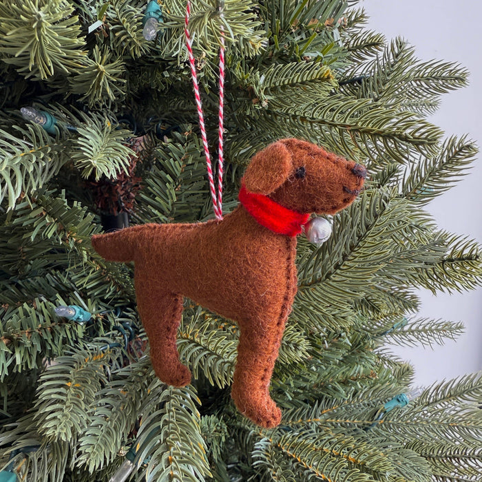 Dog with Bell Felt Wool Ornament
