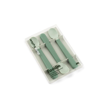 Done By Deer Foodie Easy-Grip Baby Spoon 3 Pack - Green