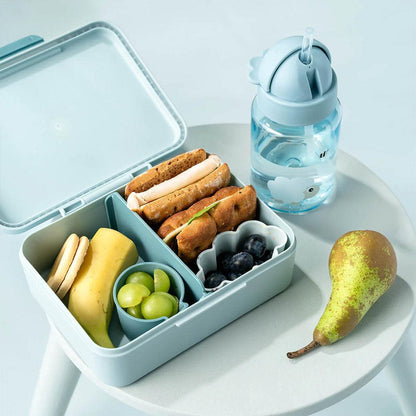 Done by Deer Lunch box w/divider - Tiny Farm Blue