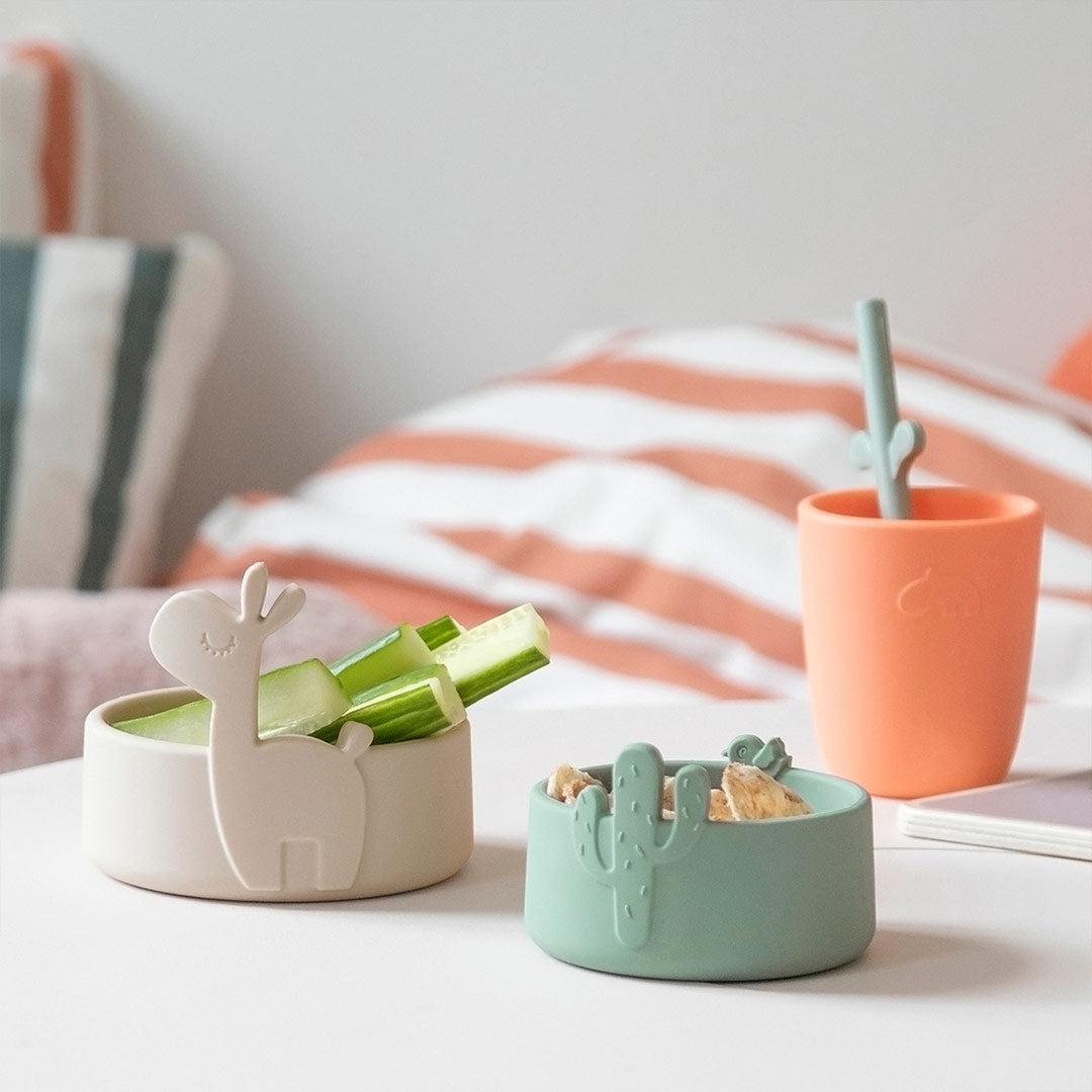 Done by Deer Silicone Bowl Set 2 Pieces - Sand/Green - Lalee