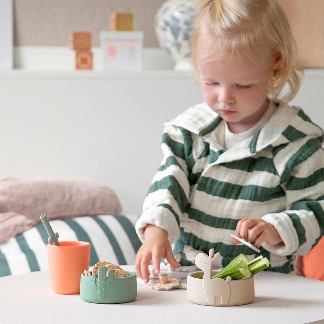 Done by Deer Silicone Bowl Set 2 Pieces - Sand/Green - Lalee