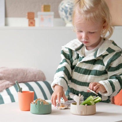 Done by Deer Silicone Bowl Set 2 Pieces - Sand/Green - Lalee