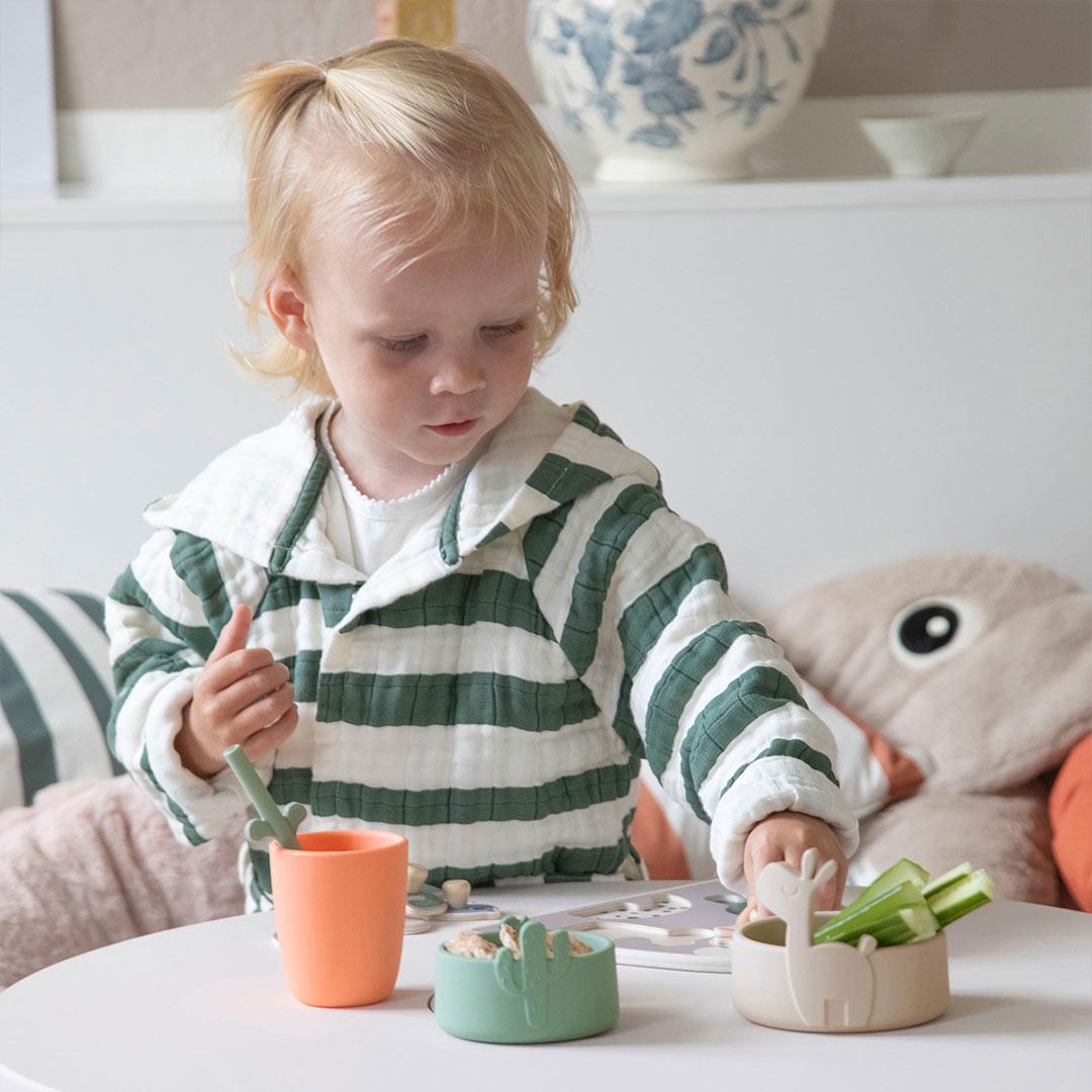 Done by Deer Silicone Bowl Set 2 Pieces - Sand/Green - Lalee
