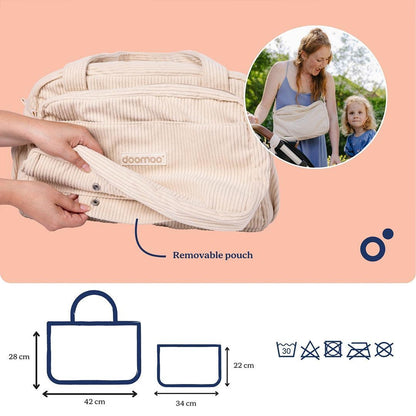 Doomoo Changing Bag - Fluffy Corduroy Beige