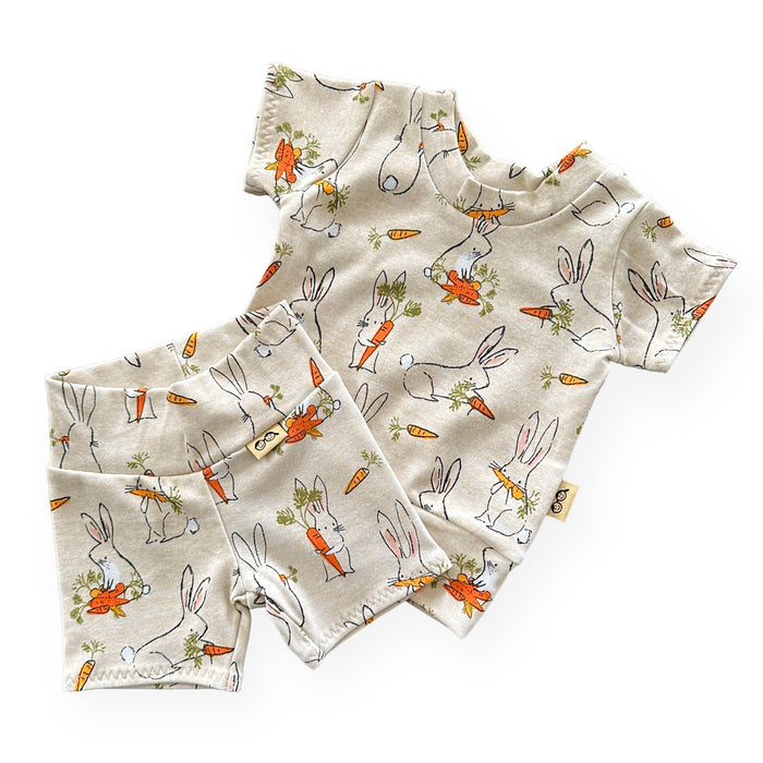 Easter Bunnies with Carrots Biker Shorts Lounge Set