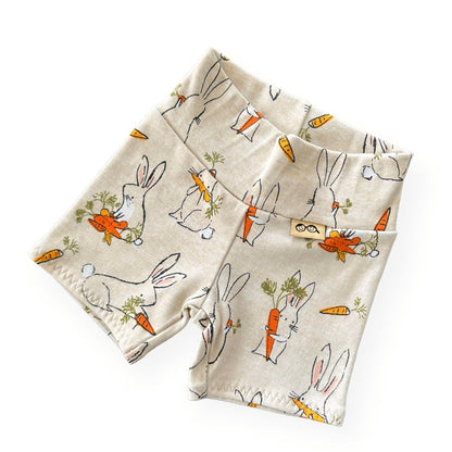 Easter Bunnies with Carrots Biker Shorts
