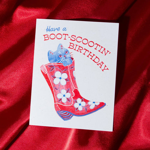 Boot-Scootin' Birthday - Risograph Card