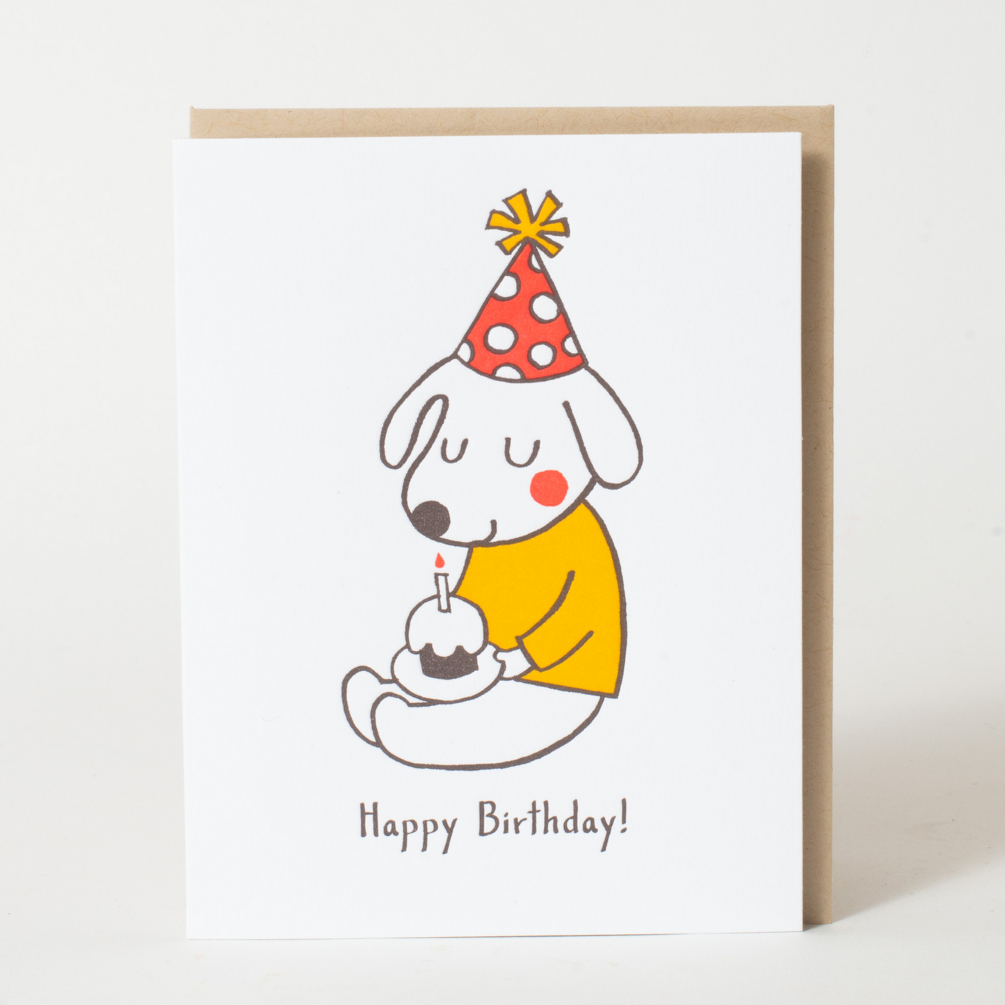 Birthday Hat Dog Letterpress Greeting Card
