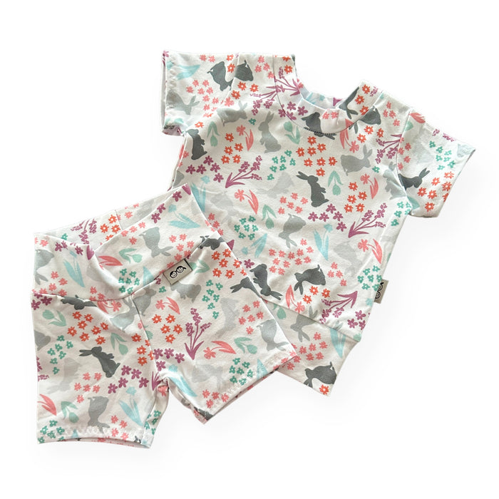 Floral Bunny Biker Shorts Lounge Set