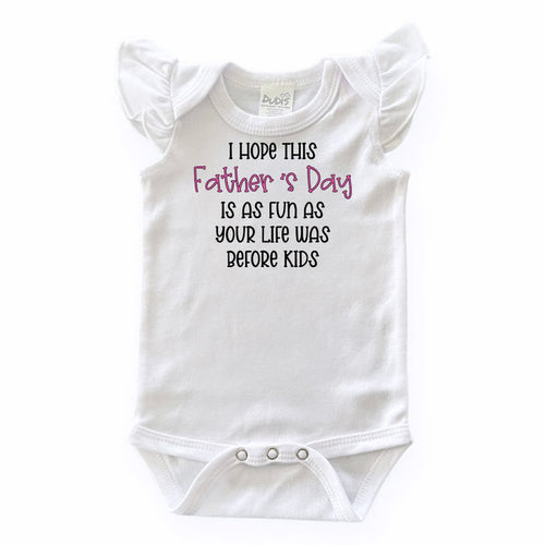 Fun Father's Day Flutter Sleeve White Bodysuit