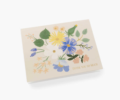 Garden Party Blue Thank You Card - Single Card