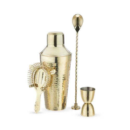 Gold Hammered Barware Set