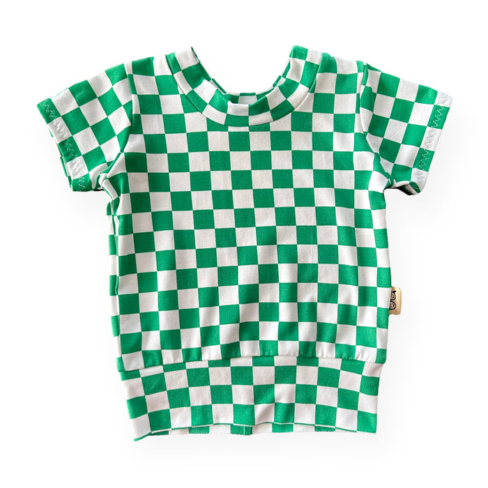 Green Checkered Biker Shorts Lounge Set