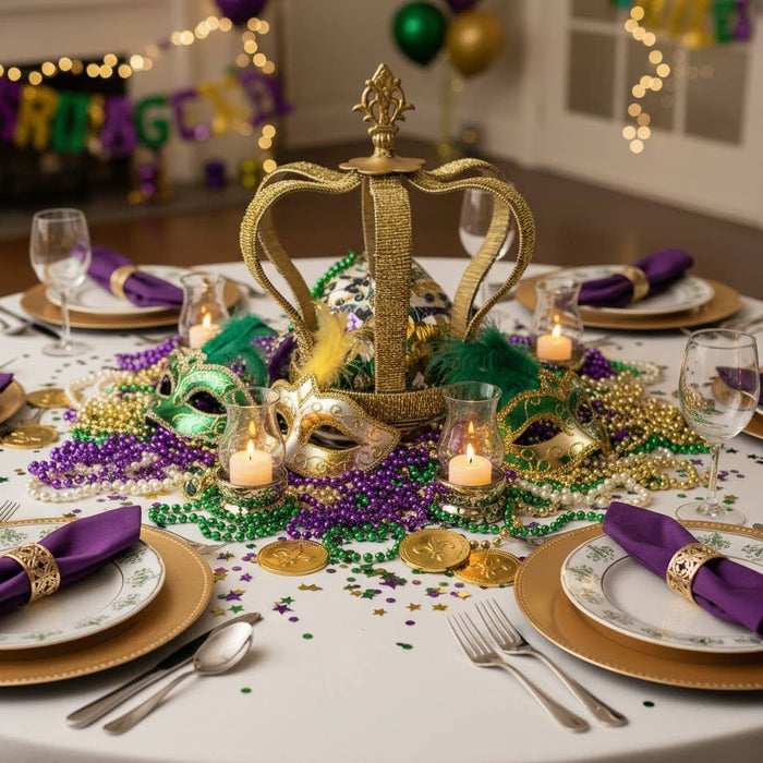 Hand-Beaded Metal Crown Table Ornament