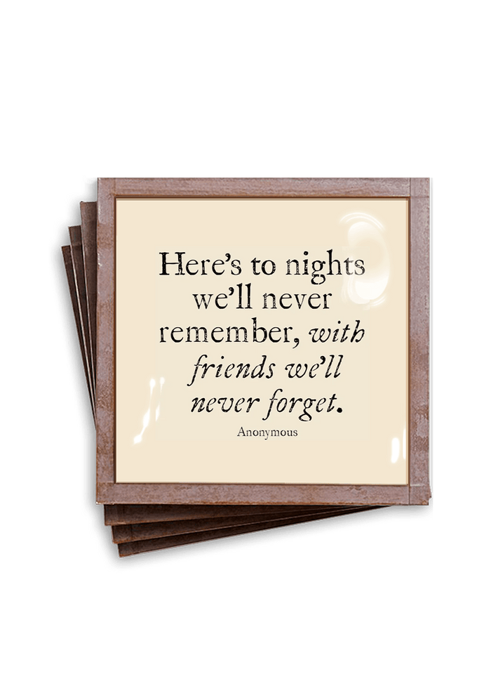 Here's to Nights Copper & Glass Coasters