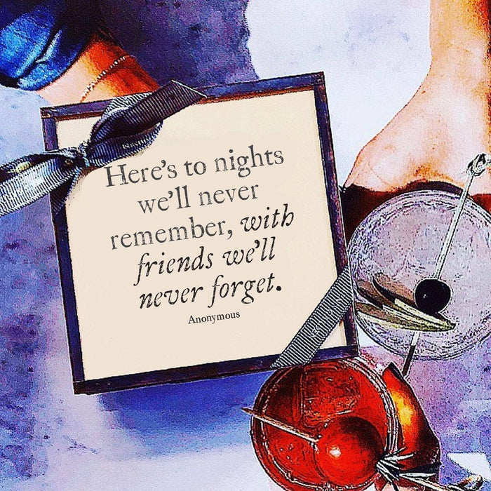 Here's to Nights Copper & Glass Coasters