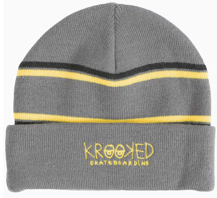 Krooked - Eyes Logo Beanie (Grey/Yellow)