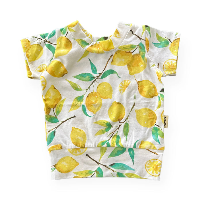 Lemons on White Biker Shorts Lounge Set