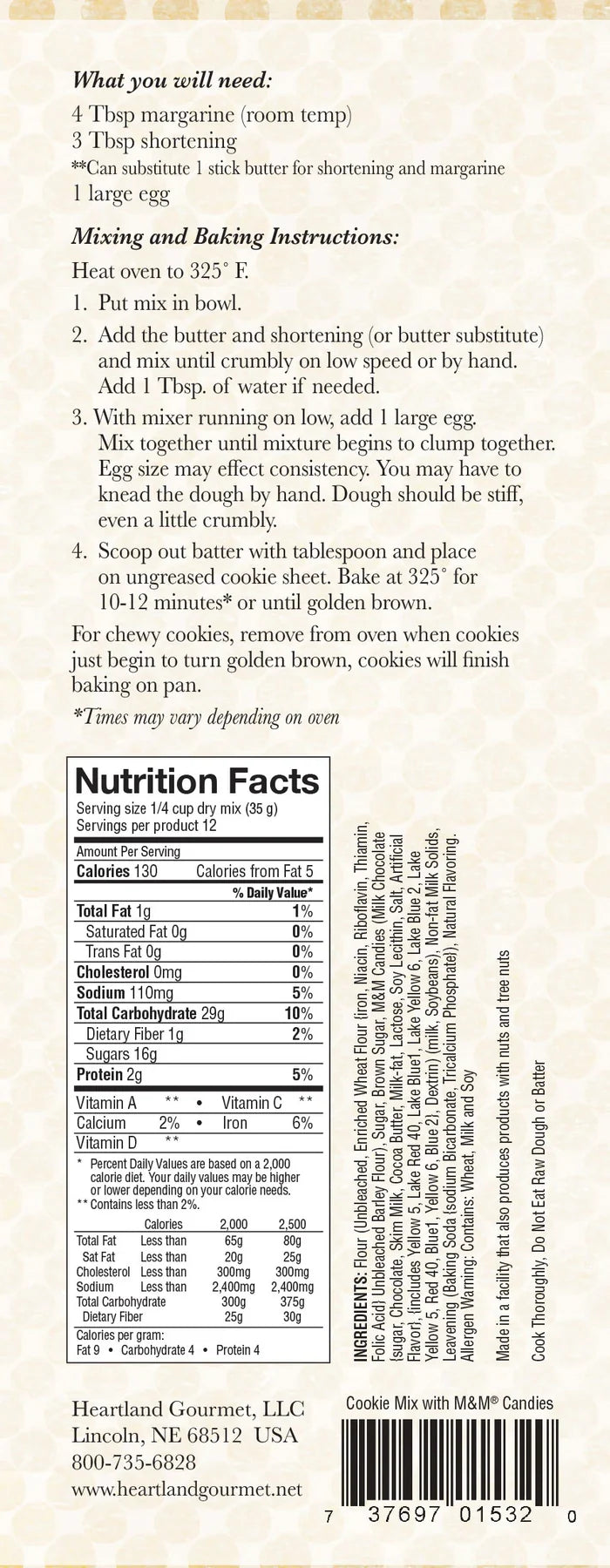 M & M Cookie Mix | Pack of 6 | 16 oz | Heartland Gourmet