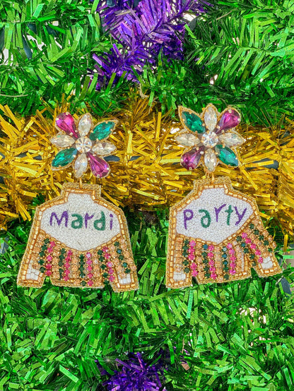 Mardi Party Fringe Jacket Earrings