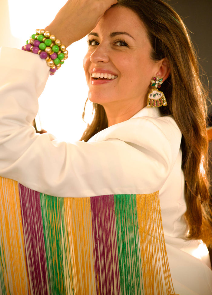 Mardi Party Fringe Jacket Earrings