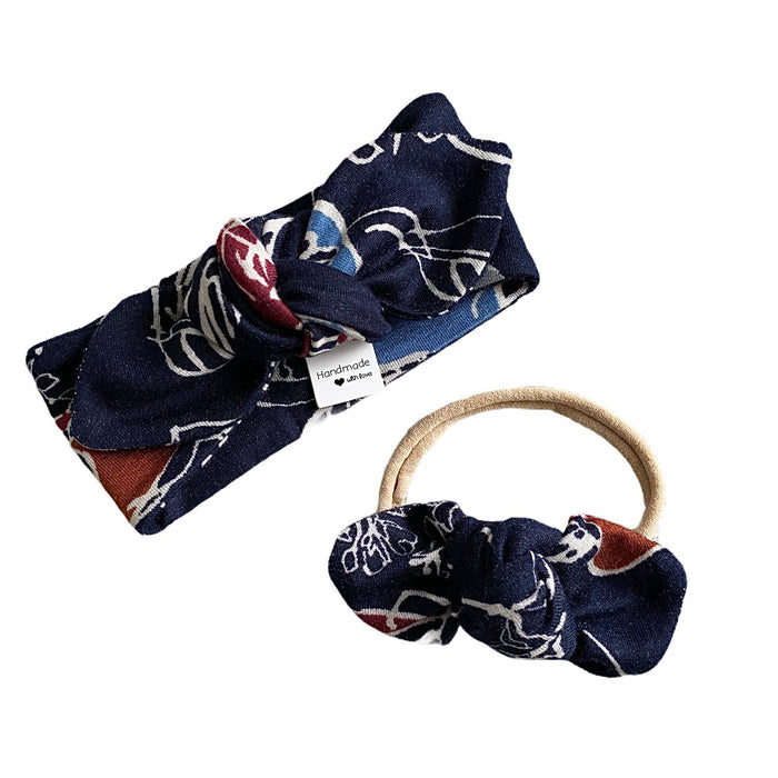 Modern Flowers on Navy Headbands