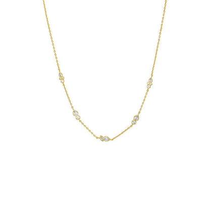 Multi Double CZ Bezel Charm Necklace
