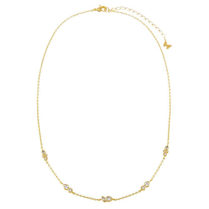 Multi Double CZ Bezel Charm Necklace