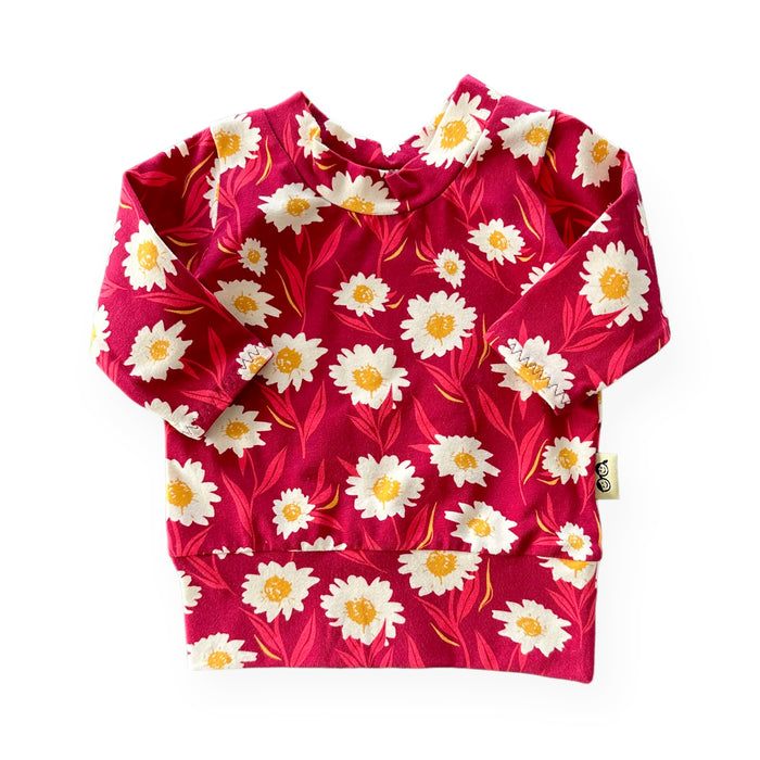 Mums Flowers on Burgundy Lounge Top
