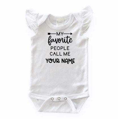 My Favorite People Call Me, Custom Flutter Sleeve White Bodysuit