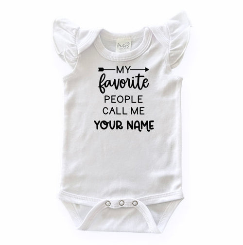 My Favorite People Call Me, Custom Flutter Sleeve White Bodysuit