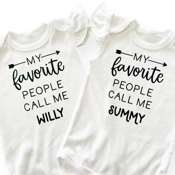 My Favorite People Call Me, Custom Flutter Sleeve White Bodysuit
